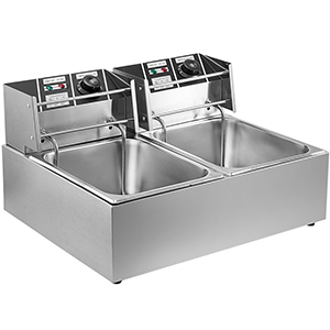 Friteuse lectrique professionnelle 12L 5000W  double rservoir en acier inoxydable 50-200C frites Pour Usages commerciaux Restaurants,  fast-foods et supermarchs